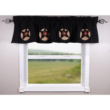 Black Homespun Star Valance Lined VLDG0025 - The Fox Decor